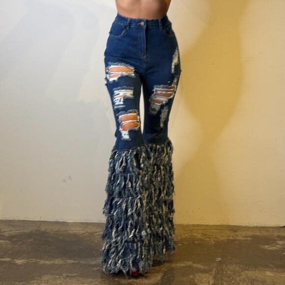 Bell Bottom High Waisted Jeans L - Picture 1 of 7